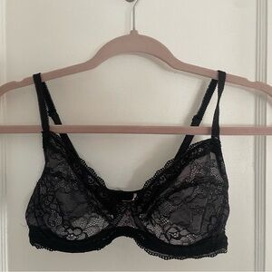 Sophie B. Black Lace Floral Underwire Bra